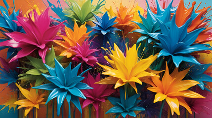 Vibrant, multicolored splashes create a sense of joy and creativity.