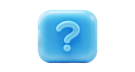 3D Blue Question Mark Icon Symbol on Isolated Background Representing Curiosity and Inquiry in Modern Digital Design