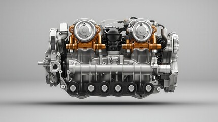 Fototapeta premium Exploded technical diagram of a dualoverhead camshaft DOHC internal combustion engine
