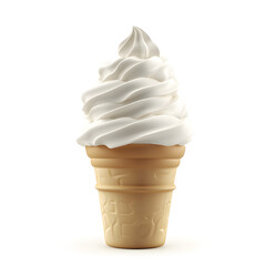 Vanilla Soft Serve Ice Cream Cone: Creamy, Sweet Treat isolated on transparent background