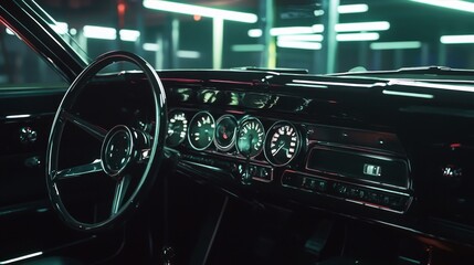 Cluster of Newly Installed Gauges in a Classic Car Dashboard