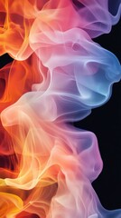 Obraz premium Colorful smoke flowing against a dark backdrop. Dynamic smoke with vibrant colors. Vertical