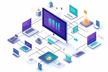 An illustration of a modern network system with digital devices
