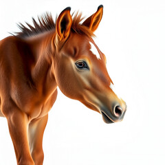 panoramic brown foal isolated on white