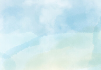 薄い青、緑のグラデーション、壁紙、水彩画の背景