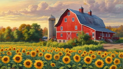 Farming: Sunflowers and Red Barns in America's Heartland