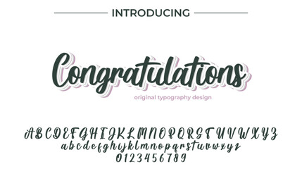 Congratulations Font Stylish brush painted an uppercase vector letters, alphabet, typeface