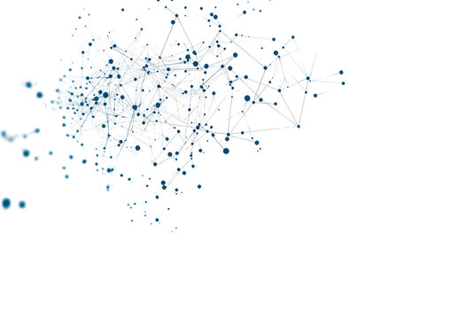 Abstract technology background with network connections isolated on transparent background