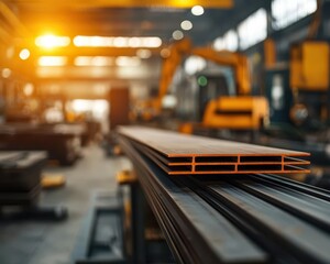 Fototapeta premium Factory manufacturing ultradurable steel frames for heavy machinery