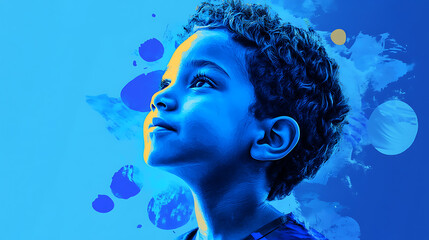 A digital poster design for World Autism Awareness Day with bright blue themes 
