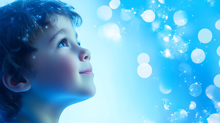 A digital poster design for World Autism Awareness Day with bright blue themes 