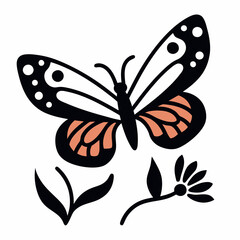 Colorful Butterfly In Vector White Background