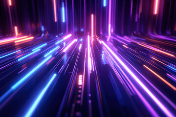 Obraz premium Vibrant abstract digital cityscape with glowing lines and colors