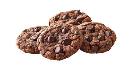 Obraz premium Set collections of double chocolate chip cookies, isolated on transparent background.