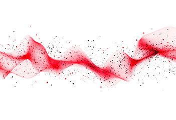 Dynamic red network of dots and lines isolated on transparent background