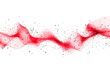 Dynamic red network of dots and lines isolated on transparent background