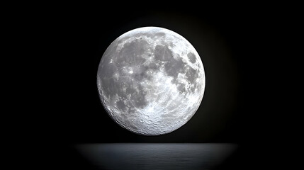 Pixelated Full Moon Against Dark Sky Over Lunar Surface