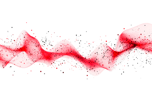 Dynamic red network of dots and lines isolated on transparent background