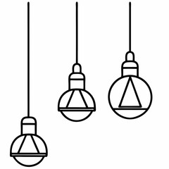 Obraz premium set of Ceiling Light Lamps icon vector art illustration. retro lamps