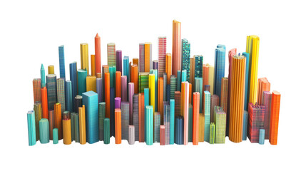Vibrant cityscape skyline urban environment 3d model colorful architecture aerial view modern design