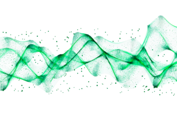 Abstract technology background with green network connections isolated on transparent background