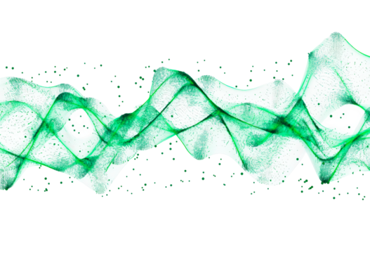 Abstract technology background with green network connections isolated on transparent background
