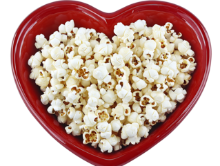 Heart-Shaped Bowl of Popcorn On Transparent Background Generative Ai