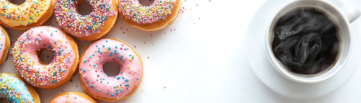 Delicious donuts enjoyed with coffee bright kitchen setting food photography morning vibes