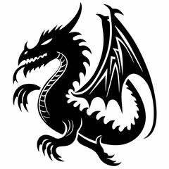 Chinese dragon silhouettes vector on white background.