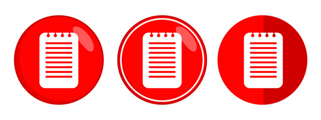 Red Circle Notepad Icons Simple White Design