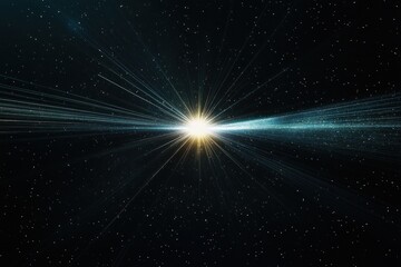 Bright starburst in dark space with light rays.