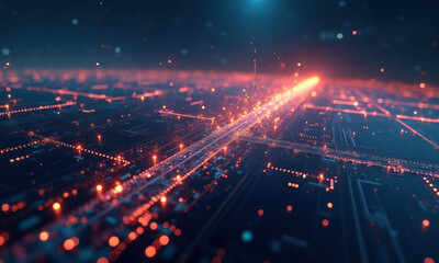 Obraz premium Futuristic Digital Highway, Network Data Stream - Futuristic Techno.