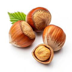 Fototapeta premium Fresh Hazelnuts Isolated on White Background for Cooking, Baking, or Health Benefits