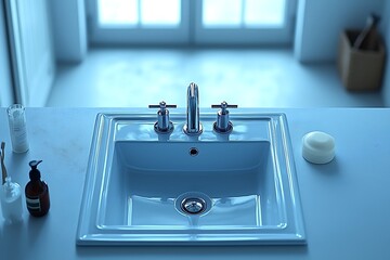 Fototapeta premium Modern bathroom sink, minimalist design