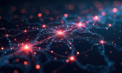 Obraz premium Global Network Connection, Digital Data Flow - Abstract Backgrounds