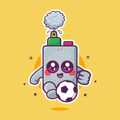 funny vape electronic cigarette character mascot playing football isolated cartoon