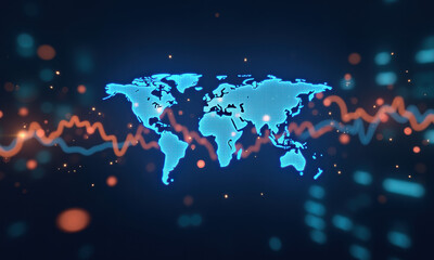 Fototapeta premium Global Network, Data, World Map, Stock Market - Global Business