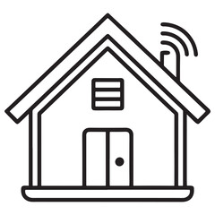 continuous one single black line art doodle drawing of smart home device icon illustration
