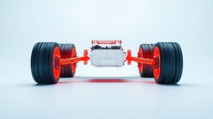 Explodedview schematic of a hybrid engine s torque vectoring system, focusing on electric motor torque control