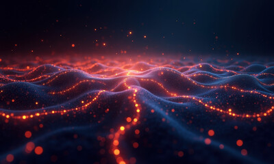 Fototapeta premium Glowing Particle Wave Abstract Background - Abstract Backgrounds