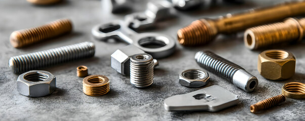 Metal parts, nuts, bolts, workshop