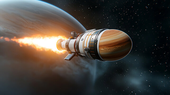 Robotic explorer launching into the atmosphere of an alien world space digital art sci-fi environment dramatic viewpoint futuristic concept