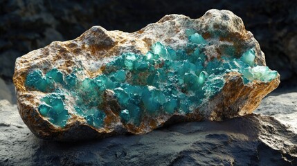 Obraz premium A chunk of rock containing a vibrant display of crystals