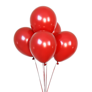 Red balloons floating gracefully against a pure transparent background for festive celebrations or decorations, red balloons isolated on transparent background