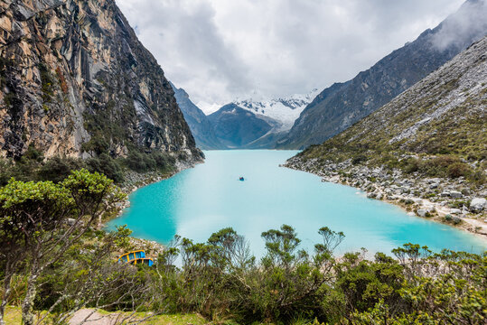 View of the beautiful Par&oacute;n lagoon in Huaraz, Peru