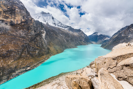 View of the beautiful Par&oacute;n lagoon in Huaraz, Peru