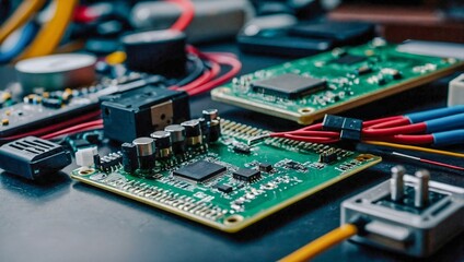 Assorted electronics and supplies for prototyping projects.