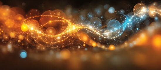 Abstract Sparkling Light Streaks with Bokeh and Colorful Star Dust