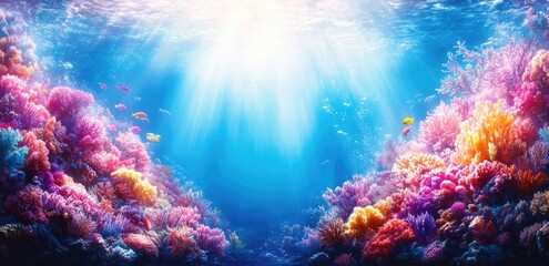Obraz premium Exotic Coral Reef Scene Full of Life and Color