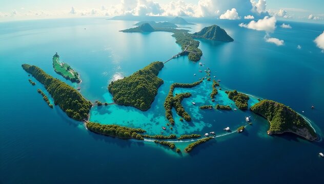 Panoramic shot showcasing Java and Sumatra islands from space, Indonesia, view, aerial
